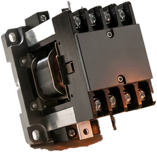 Industrial contactor on a dark background