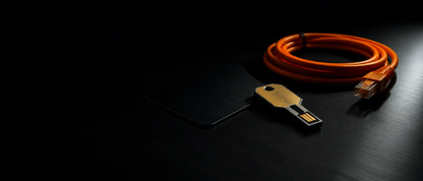 An access key beside a network cable